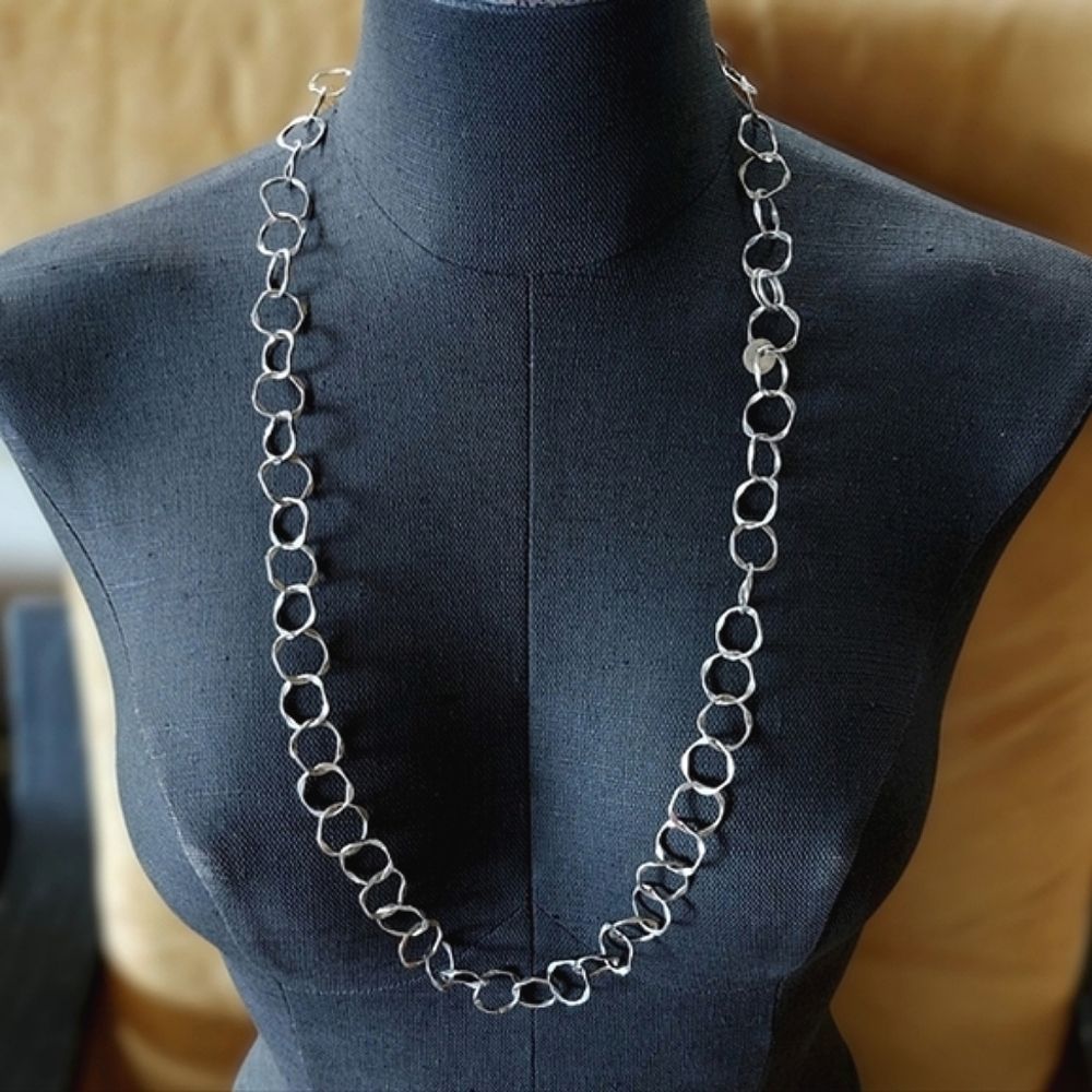 Vintage Silver Circle Link Necklace